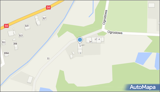 Kunice, Ogrodowa, 1, mapa Kunice