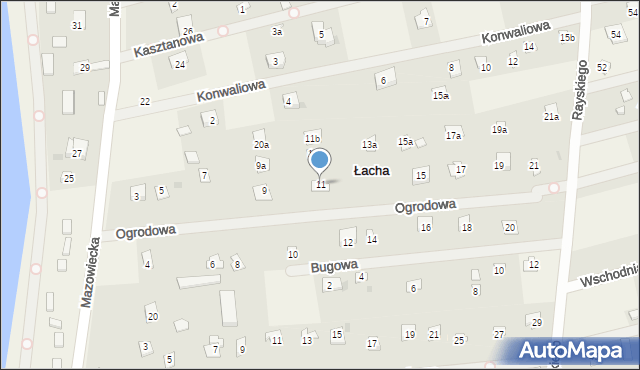 Łacha, Ogrodowa, 11, mapa Łacha