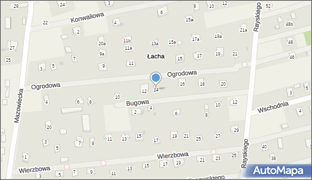 Łacha, Ogrodowa, 14, mapa Łacha