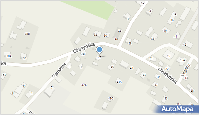 Łęgajny, Ogrodowa, 47, mapa Łęgajny