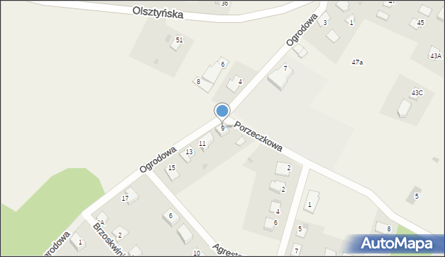 Łęgajny, Ogrodowa, 9, mapa Łęgajny