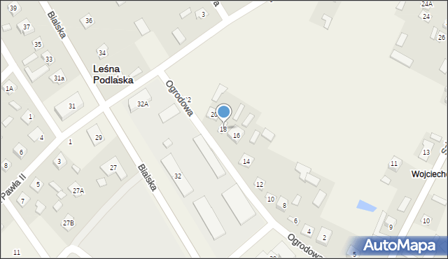 Leśna Podlaska, Ogrodowa, 18, mapa Leśna Podlaska