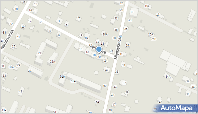 Łosice, Ogrodowa, 20, mapa Łosice