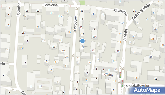 Lublin, Ogrodowa, 13, mapa Lublina