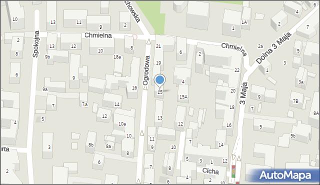 Lublin, Ogrodowa, 15, mapa Lublina