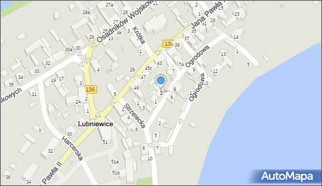 Lubniewice, Ogrodowa, 3, mapa Lubniewice