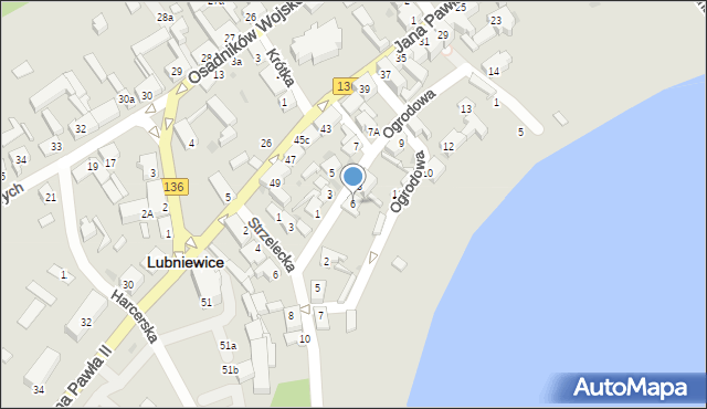 Lubniewice, Ogrodowa, 6, mapa Lubniewice