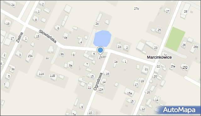 Marcinkowice, Ogrodowa, 17, mapa Marcinkowice