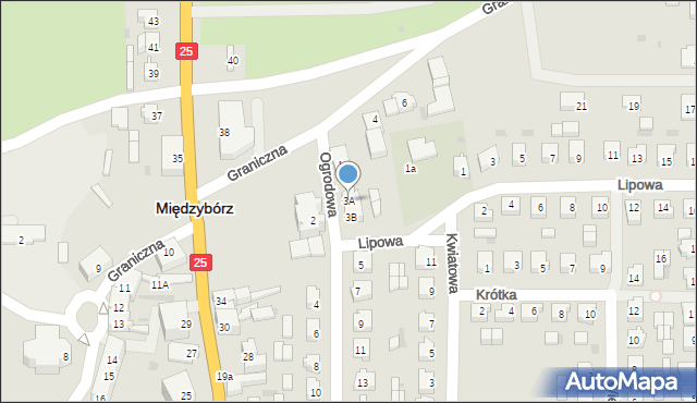 Międzybórz, Ogrodowa, 3A, mapa Międzybórz