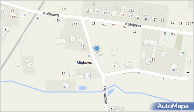 Miękowo, Ogrodowa, 1, mapa Miękowo