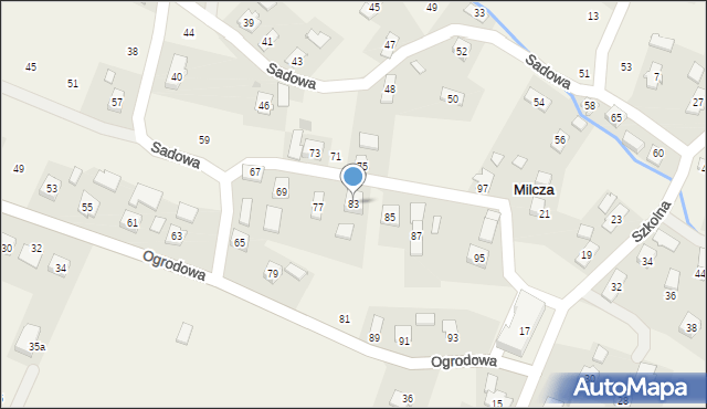 Milcza, Ogrodowa, 83, mapa Milcza