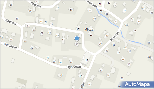 Milcza, Ogrodowa, 95, mapa Milcza