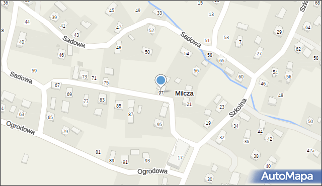 Milcza, Ogrodowa, 97, mapa Milcza