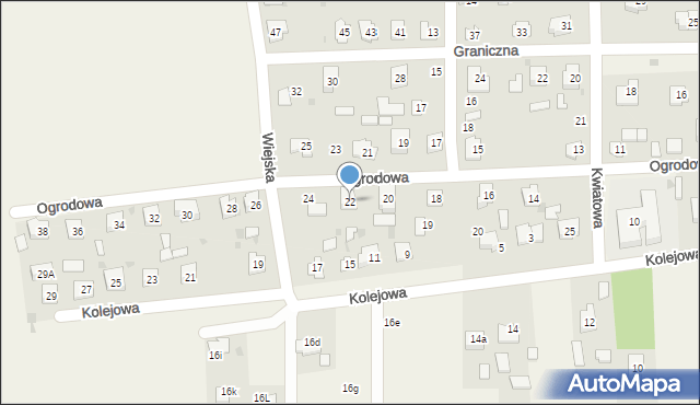 Milejów-Osada, Ogrodowa, 22, mapa Milejów-Osada