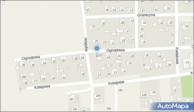 Milejów-Osada, Ogrodowa, 24, mapa Milejów-Osada