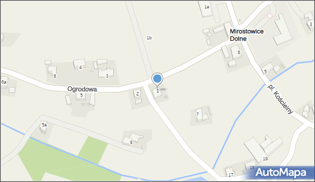 Mirostowice Dolne, Ogrodowa, 1, mapa Mirostowice Dolne