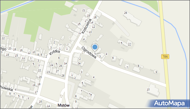 Mstów, Ogrodowa, 2, mapa Mstów