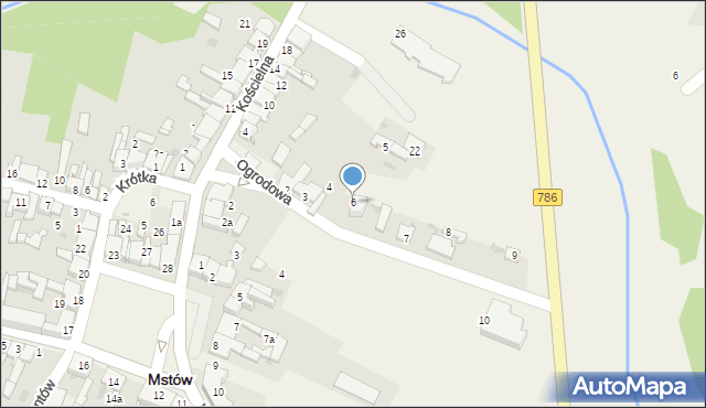 Mstów, Ogrodowa, 6, mapa Mstów