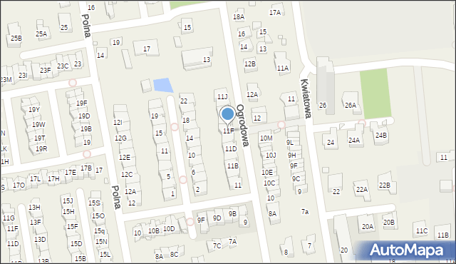 Mysiadło, Ogrodowa, 11F, mapa Mysiadło