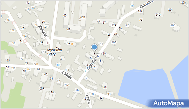 Myszków, Ogrodowa, 7, mapa Myszków