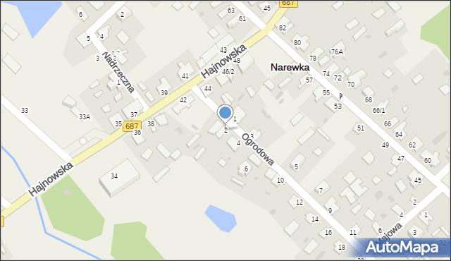 Narewka, Ogrodowa, 2, mapa Narewka