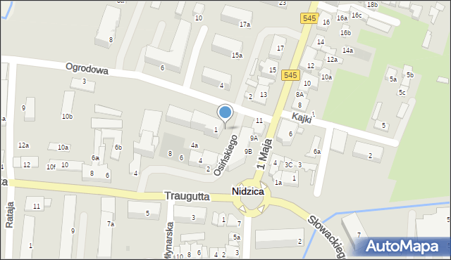 Nidzica, Ogrodowa, 1i, mapa Nidzica