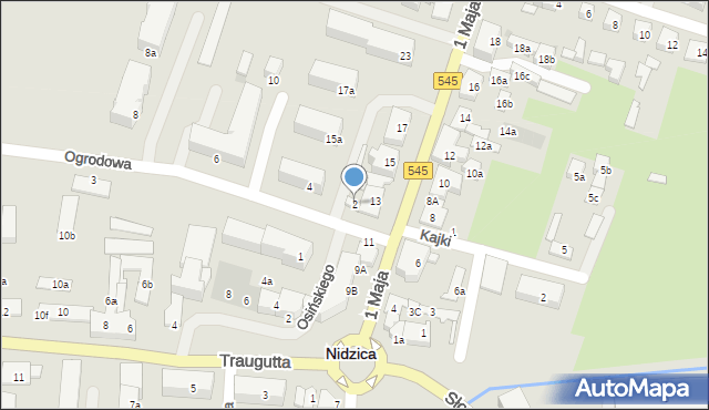 Nidzica, Ogrodowa, 2, mapa Nidzica