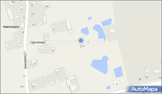 Niechodzin, Ogrodowa, 2, mapa Niechodzin