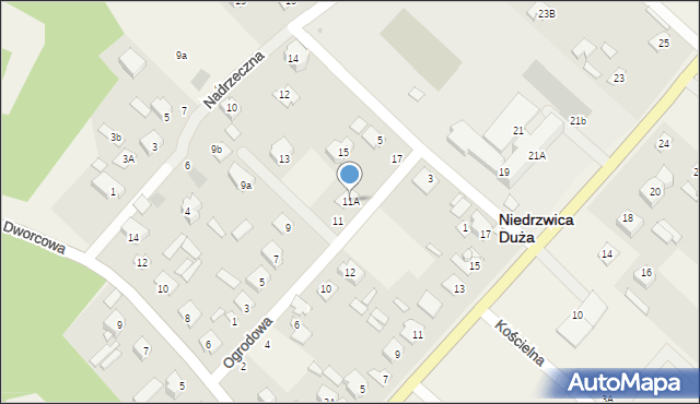 Niedrzwica Duża, Ogrodowa, 11A, mapa Niedrzwica Duża