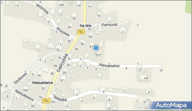Niesułowice, Ogrodowa, 3, mapa Niesułowice