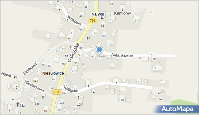 Niesułowice, Ogrodowa, 4, mapa Niesułowice