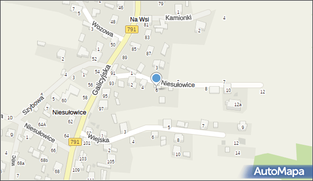 Niesułowice, Ogrodowa, 6, mapa Niesułowice