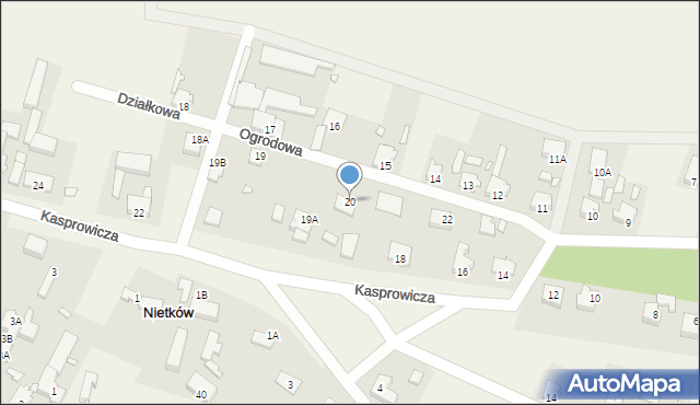 Nietków, Ogrodowa, 20, mapa Nietków