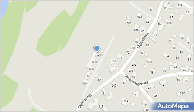 Nowy Sącz, Ogrodowa, 82f, mapa Nowego Sącza