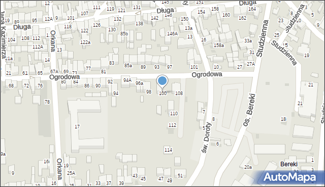 Nowy Targ, Ogrodowa, 100, mapa Nowego Targu