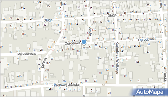 Nowy Targ, Ogrodowa, 20, mapa Nowego Targu