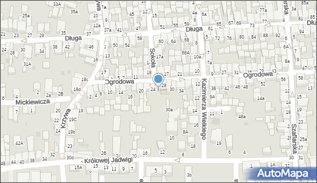 Nowy Targ, Ogrodowa, 26, mapa Nowego Targu