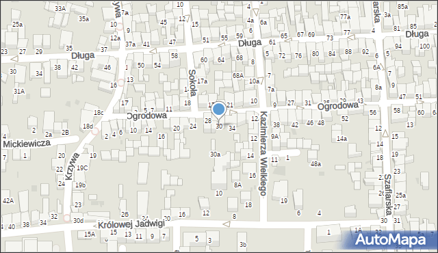 Nowy Targ, Ogrodowa, 30, mapa Nowego Targu