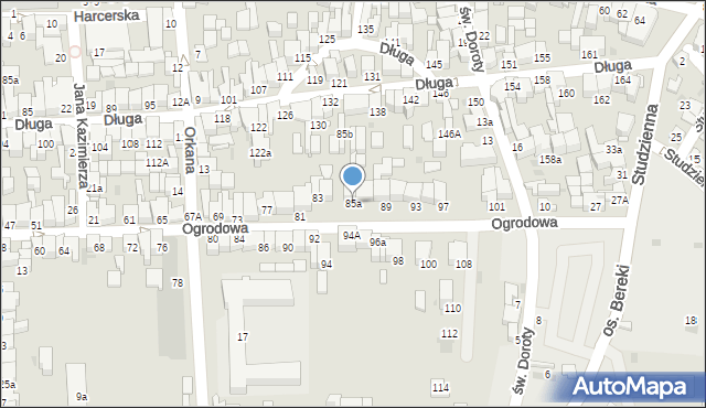 Nowy Targ, Ogrodowa, 85a, mapa Nowego Targu