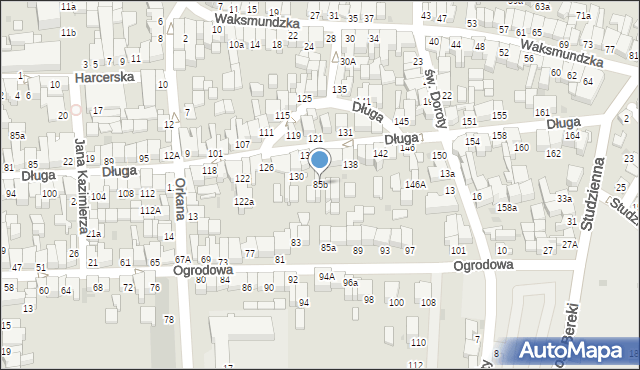 Nowy Targ, Ogrodowa, 85b, mapa Nowego Targu