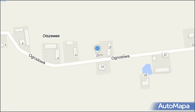 Olszewek, Ogrodowa, 13, mapa Olszewek