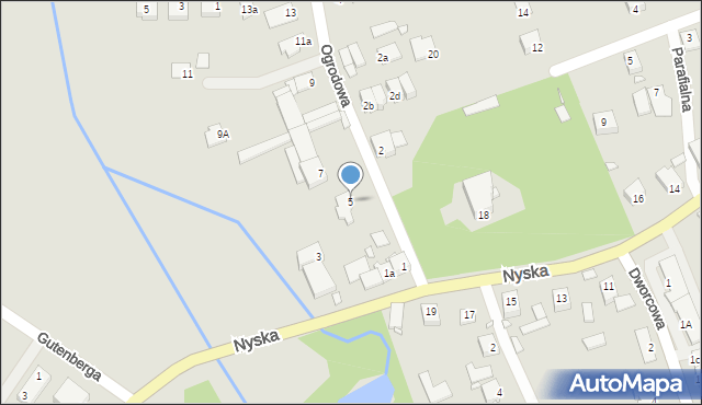 Opole, Ogrodowa, 5, mapa Opola