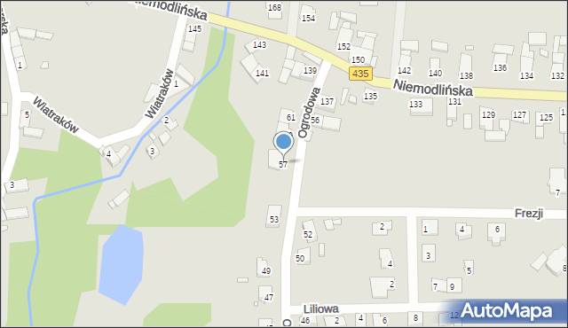 Opole, Ogrodowa, 57, mapa Opola