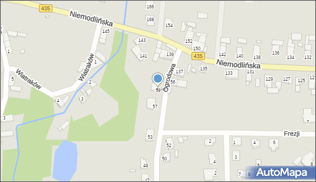 Opole, Ogrodowa, 59, mapa Opola