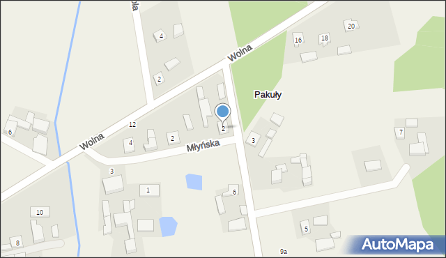 Pakuły, Ogrodowa, 2, mapa Pakuły