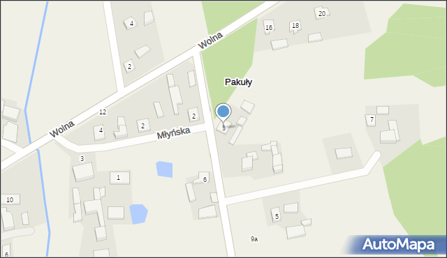 Pakuły, Ogrodowa, 3, mapa Pakuły