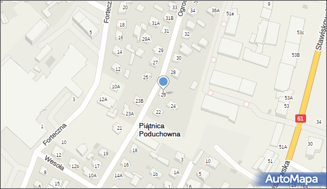 Piątnica Poduchowna, Ogrodowa, 26, mapa Piątnica Poduchowna