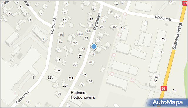 Piątnica Poduchowna, Ogrodowa, 30, mapa Piątnica Poduchowna