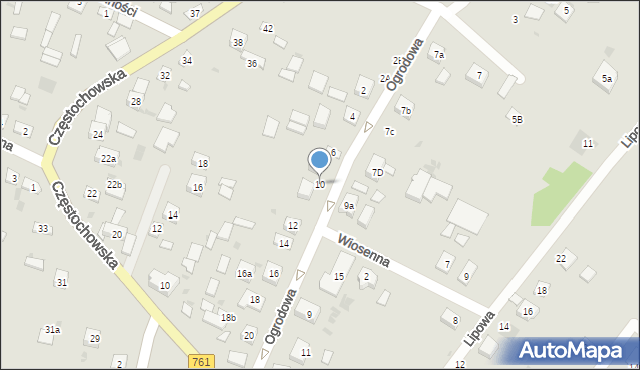 Piekoszów, Ogrodowa, 10, mapa Piekoszów