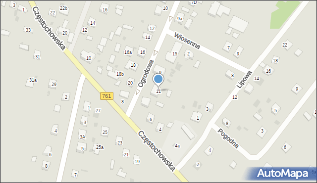 Piekoszów, Ogrodowa, 11, mapa Piekoszów